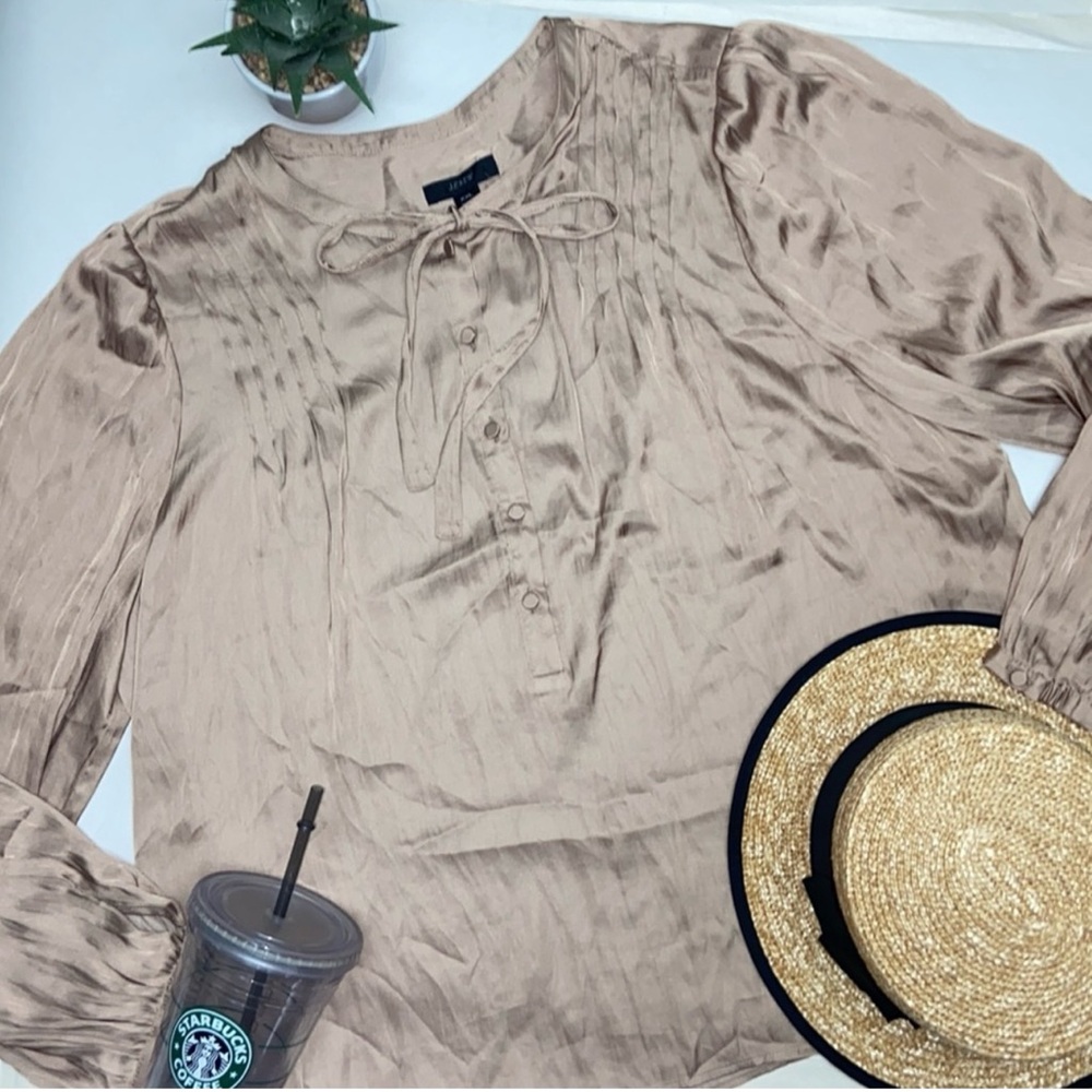 J.Crew Metallic satin top with bow, perfect piece for night and day!